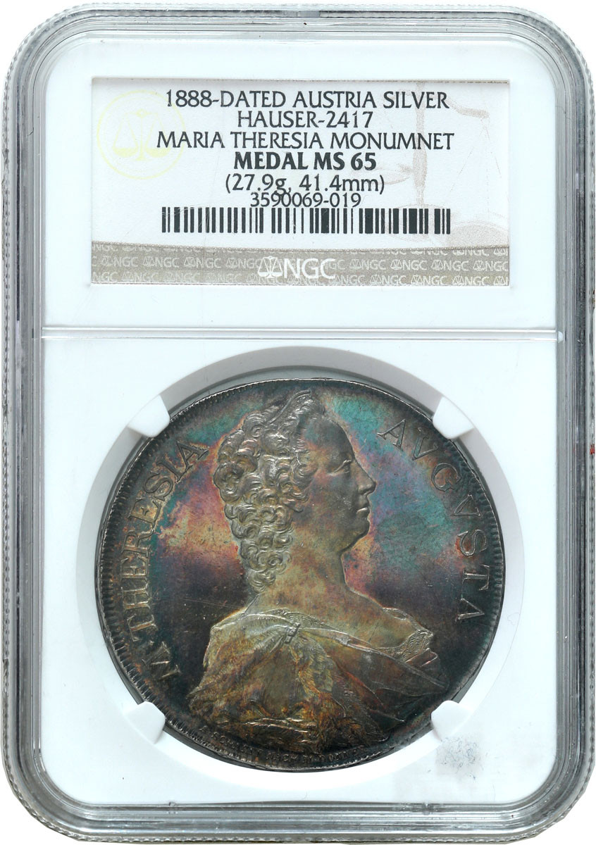 Austria. Franz Joseph I (1848-1916). Medal - odsłonięcie pomnika Marii Teresy w Wiedniu 1888 NGC MS65 - PIĘKNY